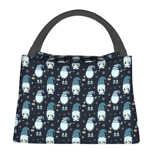 Disketp Christmas Gnome blue Bolsa Térmica Estampada, Bolsa Térmica Aislante para Almuerzo, Playa y Campamento