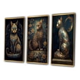 thumbnail image 3 of Designart "Glamorous Gold Cat Retro Blue" Animals Cat Framed Wall Art Set Of 3 - Blue Cat Frame Canvas Set For Living Room Decor, 3 of 6