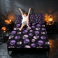 thumbnail image 3 of Homewish Halloween Candy Skull Bed Sheets for Girls, Gothic Skeleton Full Size Sheets, Black Lavender Pale Pink, 4 Pieces (1 Flat Sheet, 1 Fitted Sheet and 2 Pillowcases), 3 of 4