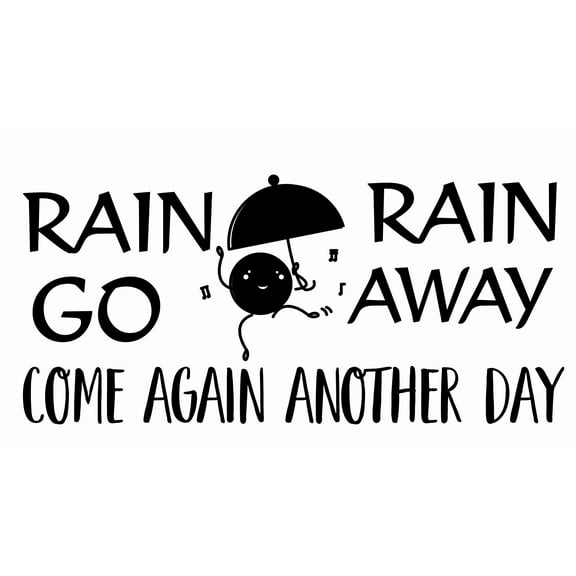 Nursery Rhyme Wall Lettering Art Decal | Rain Rain Go Away Come Again Another Day - 11" x 20" DIY Vinyl Adhesive School Home Bedroom Living Room Stick And Peel Sticker Decoration