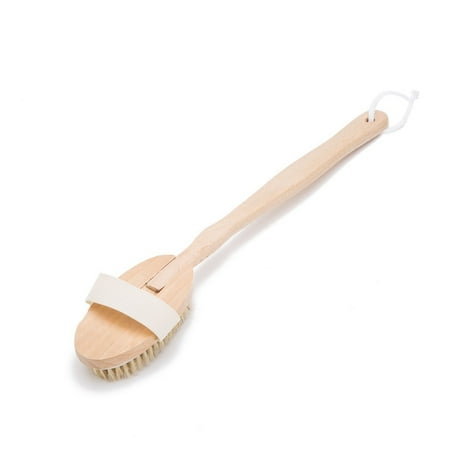 Easy Grip Wooden Handle - THY COLLECTIBLES Wooden Shower Body Brush Boar Bristle with Detachable Hand Grip Handle, Perfect for Dry Skin Brushing, Shower and Bath, an Essential for Cellulite Reduction, Skin Exfoliation