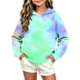 thumbnail image 5 of CYRBOKO Girls Hooded Sweatshirt, Casual Soft Tie Dye Long Sleeve Pullover Hoodies Green Size 5-6 T, 5 of 5