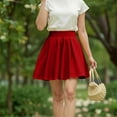 thumbnail image 4 of YTCAMLO High Waisted Womens Mini Skirt Casual Plus Size Stretchy Athletic Skirts Flared Pleated Skirt Soft Flowy Skater Skirts, Red L, 4 of 5