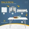 thumbnail image 3 of 4FT Folding Table, Height Adjustable Table, Heavy Duty Plastic Tables Portable Fold-in-Half Utility Table w/Handle & Lock for Camping BBQ Party Banquet Wedding Market Events, 330LBS, 3 of 7
