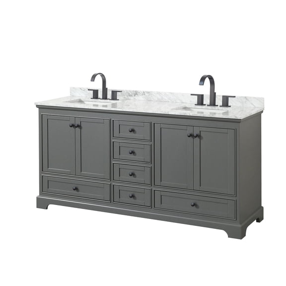 Wyndham Collection WCS202072DGBCMUNSMXX Deborah 72" Free Standing Double Vanity Set - Dark