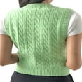 thumbnail image 3 of Women‘s V Neck Sleeveless Argyle Sweater Knitted Vest Slim Fit Ribbed Tank Crop Top Spring Fall Winter Kitwear, 3 of 3