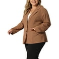 thumbnail image 4 of Agnes Orinda Women's Plus Size Fall Workwear Notched Lapel Button Down Office Blazer 1X Brown, 4 of 6