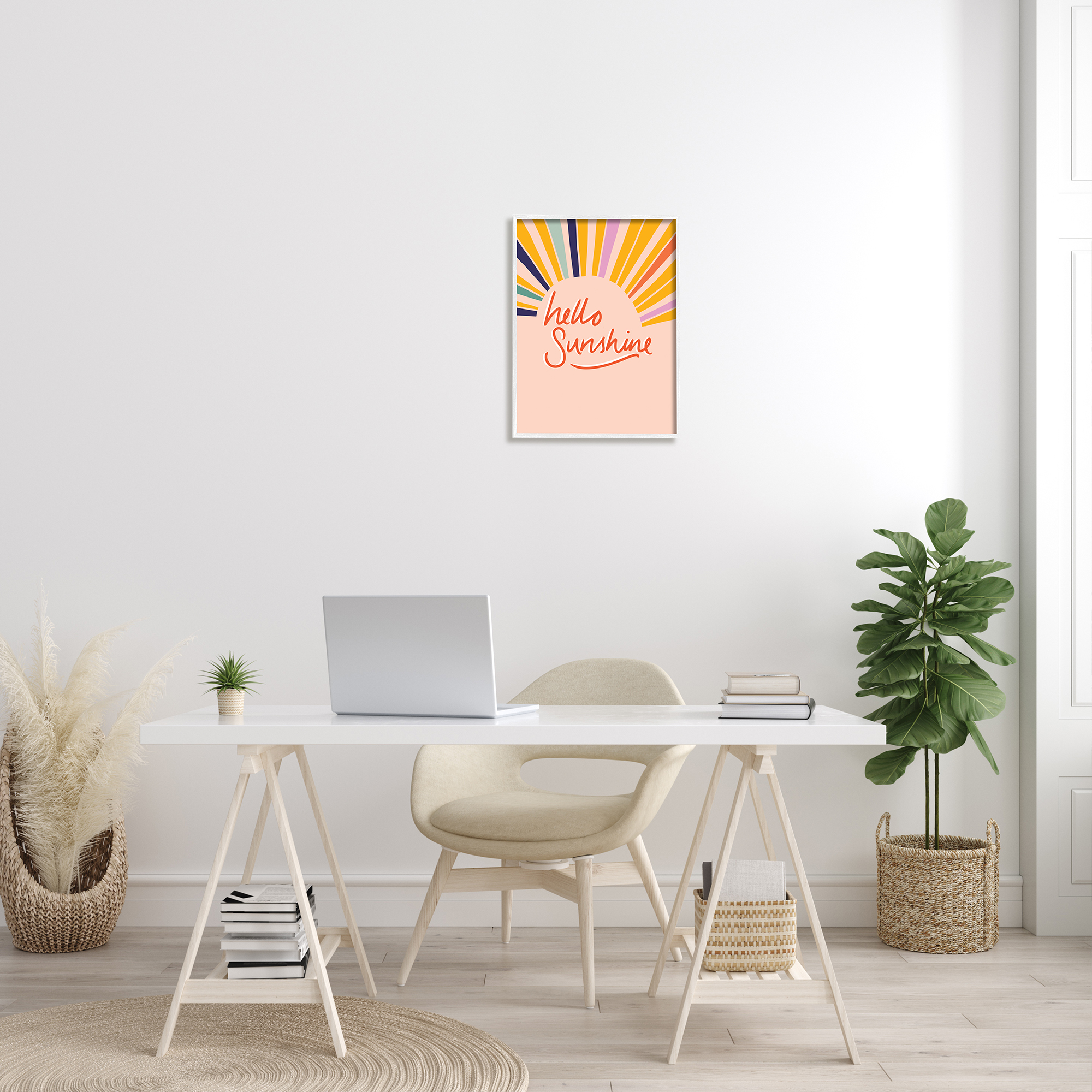 Stupell Industries Hello Sunshine Exclamation Sunrise Rainbow Rays, 16 x 20, Designed by Heather McLaughlin