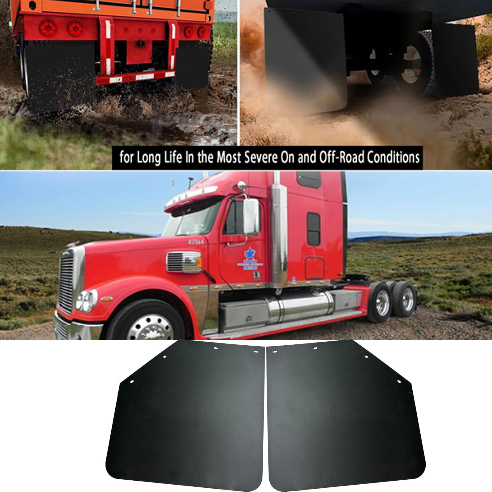 BST BSSP Set of 4 Semi Truck Mud Flaps 24"x24", Black Angled Universal Heavy Duty MudFlaps for Semi Truck Tractor Trailer Splash Guard Mud Flaps