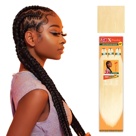 Sensationnel X-Pression Pre-Stretched Braiding Hair 3X 58" - Color 613 (2-Pack)