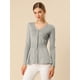 thumbnail image 3 of Top de peplum de punto Jersey Acanalado de manga larga con Cuello En V para Mujer Allegra K Gris XS, 3 of 6
