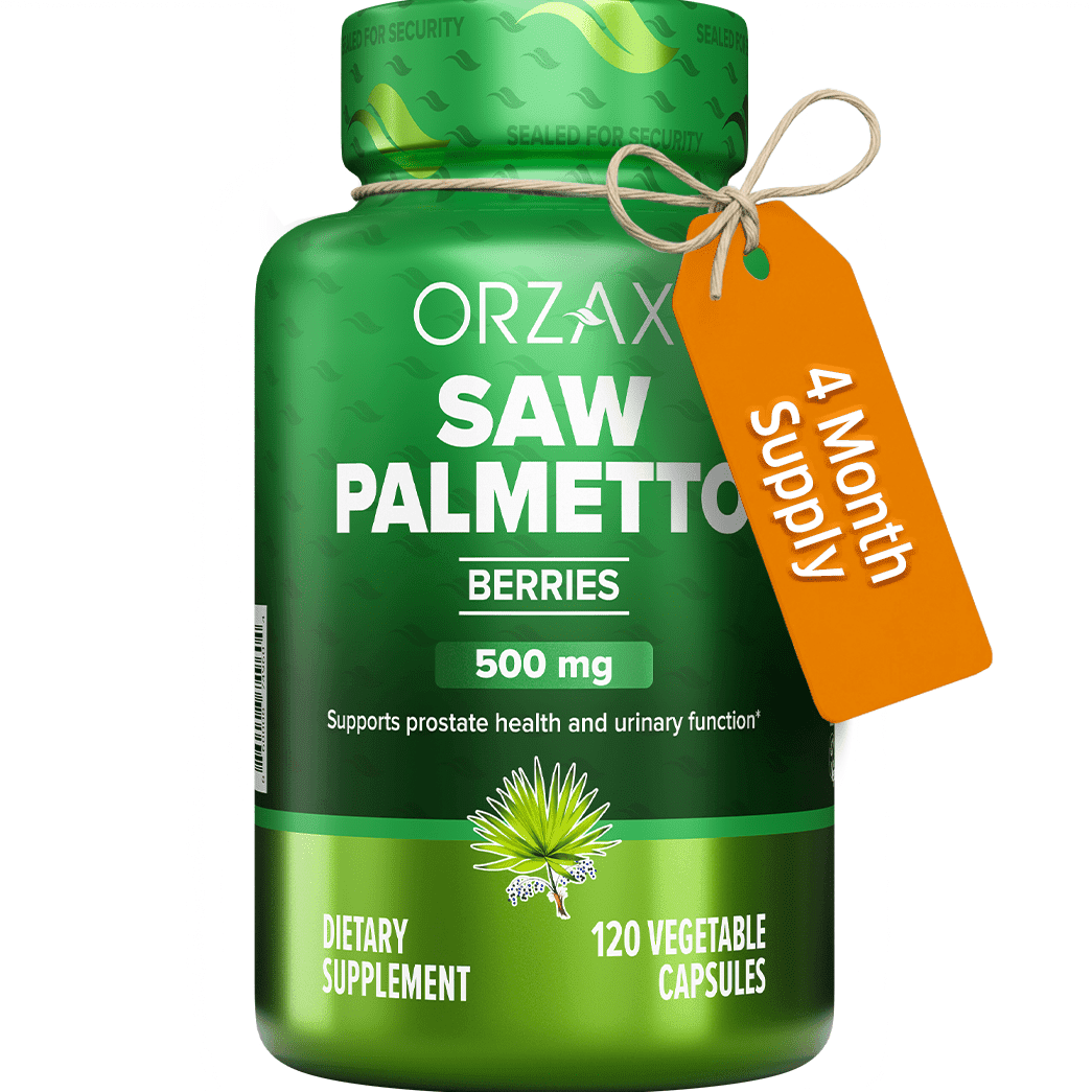 ORZAX Prostate Supplement with Saw Palmetto Extract 2000 mg for Men - Vegan - Hair & Urinary Support - 120 Veg Capsules - (120-Day Supply)