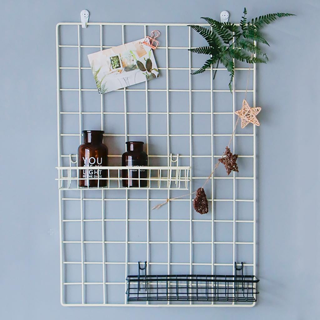 Fiocias 3 Pack Mesh Wall Metal Wire Basket, Grid Panel Hanging Tray, Wall Mount, 40x10cm