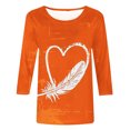 thumbnail image 4 of Dadaria Chemise Orange pour Femmes Manches 3/4 T-Shirt Col Rond Grande Taille Chandail d'Été m, 4 of 5