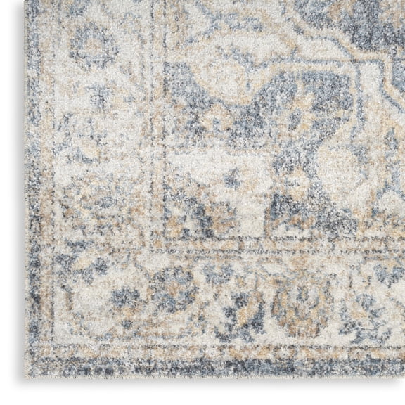 HomeRoots 521781 10 ft. Gray Oriental Power Loom Washable Runner Rug