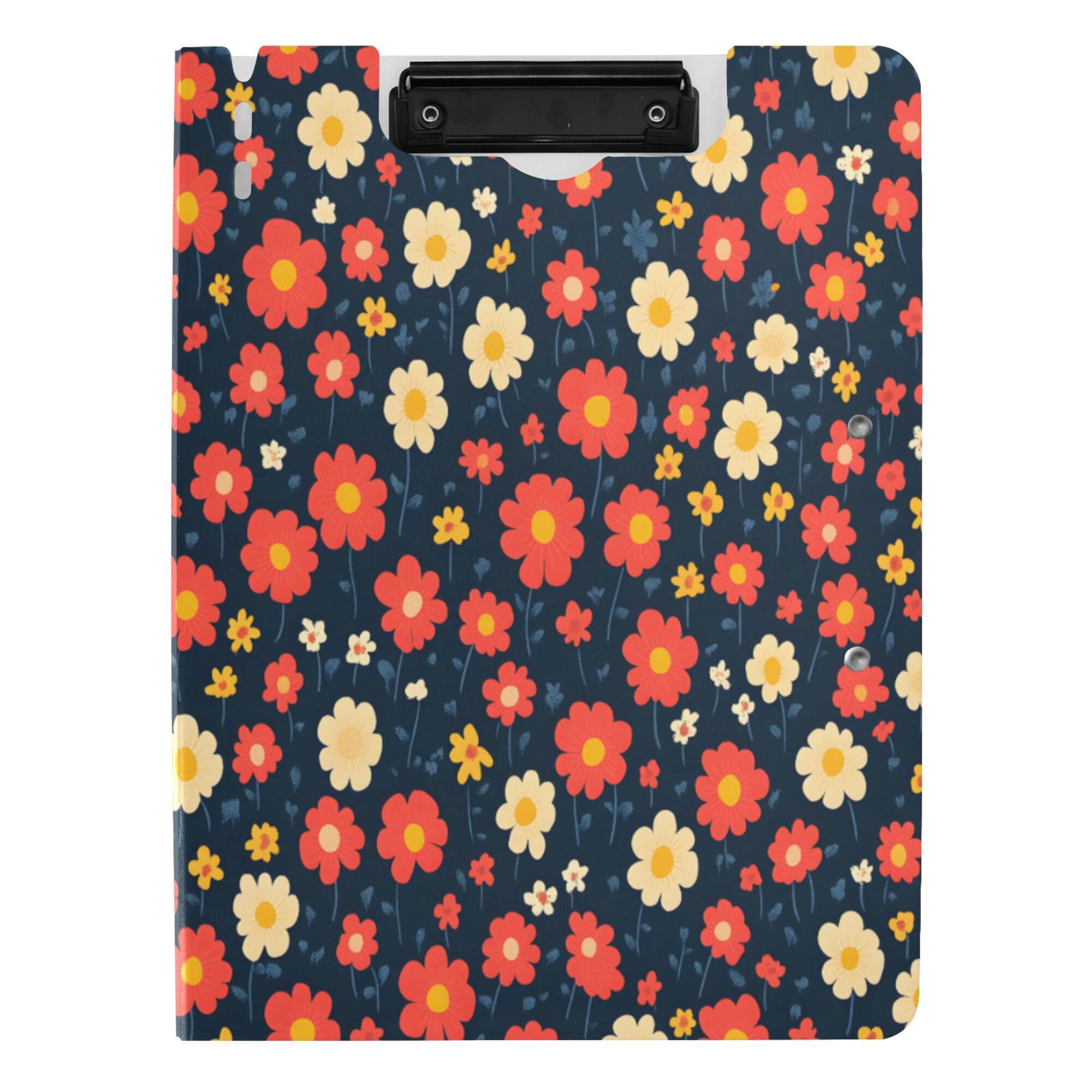 FORMRS A4 Clipboard Folder with Pen Holder Horizontal Foldable School Office Binder, Red Floral