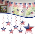 thumbnail image 4 of 4th of July Decorations, 18 Pcs Patriotic Hanging Swirl Memorial Day Office Decoration, American Flag Star Ceiling Hanging Decor Red White and Blue Decor for Aniversary Home Office, 4 of 5