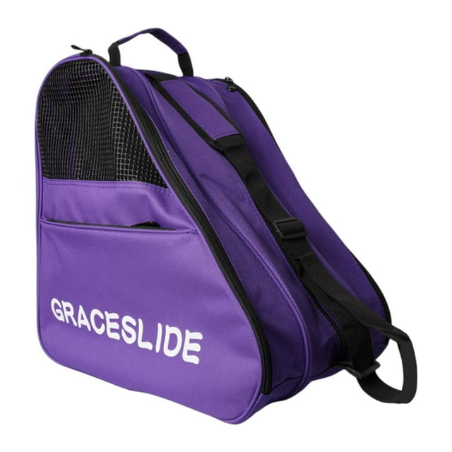 Bolsa de almacenamiento de patines en línea, transportista, bolsa de 3 capas, cremallera de gran capacidad, bolso de hombro, bolsa de zapatos de Púrpura