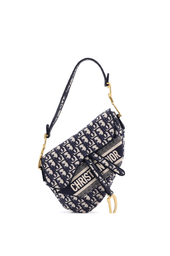 Pre-Owned Saddle Handbag Logo Embroidered Oblique Canvas Medium By Rebag