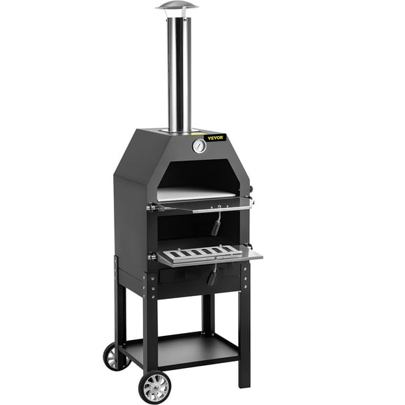 VEVOR Outdoor Pizza Oven, 12&quot; Wood Fire Oven, 2-Layer Pizza Oven Wood Fired, Wood Burning Outdoor Pizza Oven w/ 2 Removable Wheels, Wood Fired Pizza Maker Ovens w/ 900&amp;#8457; Max