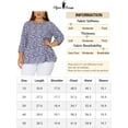 thumbnail image 7 of Agnes Orinda Women's Plus Size Tops Babydoll Keyhole Ruffle 3/4 Sleeve Floral Blouses 1X Blue, 7 of 7