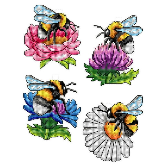 Bumblebees 177CS –°ounted cross stitch kit with plastic canvas