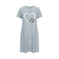 thumbnail image 4 of Lorytime Nightgown for Women Soft Comfy Knee Length Short Sleeve Nightgowns Oversized Crewneck Heart Print Sleepshirts Sleepdress Nightdress Lounge House Pajamas Dress Blue XL, 4 of 5