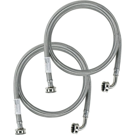 Certified Appliance WM48SSL2PK Braided Stainless Steel Washing Machine Hose With Elbow, 2-Pack,