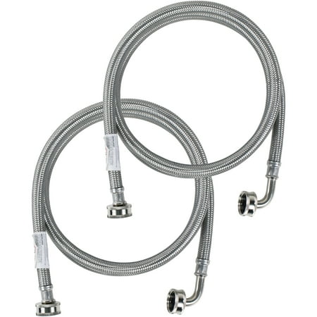 Washing Mach Hose - Certified Appliance WM48SSL2PK Braided Stainless Steel Washing Machine Hose With Elbow, 2-Pack, 4'