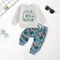 thumbnail image 2 of HCNTES Baby Boy Winter Clothes Toddler Boys Clothes Fall Winter Outfit Sets, Kids Outfits Sets Long Sleeve Crew Neck Cartoon Letter Elastic Waist 1T 2T 3T 4T 5T 6T 2 Piece Playwear Set, 2 of 5