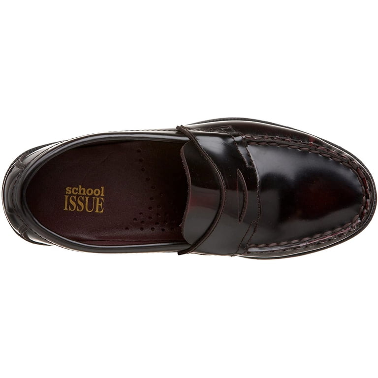 School Issue Boys Leather Penny Loafer Slip-On Cushioned Footbed