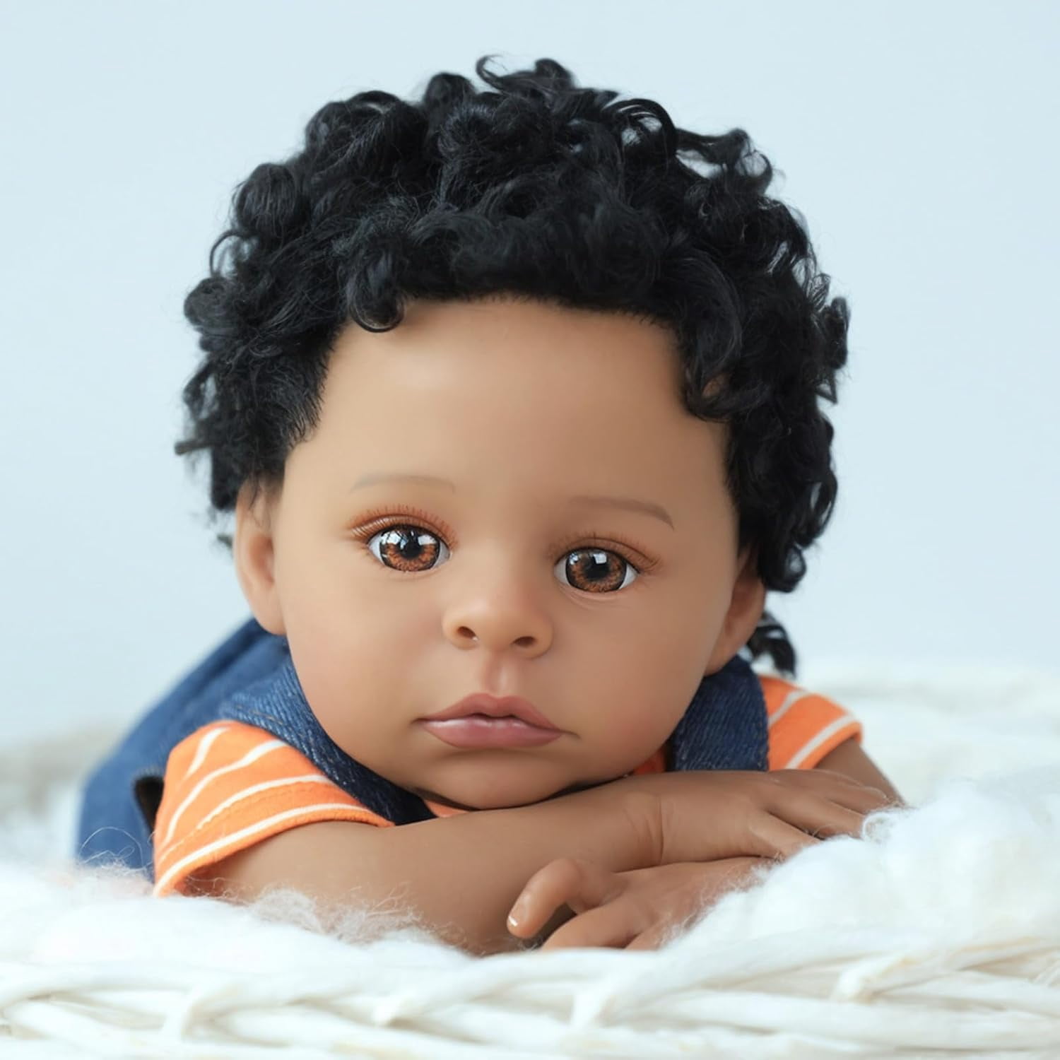 Realistic Reborn Baby Dolls Black-20 Inch African American Newborn Baby Doll, Lifelike Weighted Soft Body, Christmas Birthday Gift