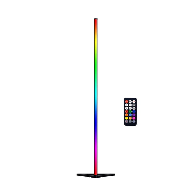 Lámpara de pie esquinera RGB de 55 pulgadas, luz ambiental para oficina, rincón de lectura, sala de juegos negro