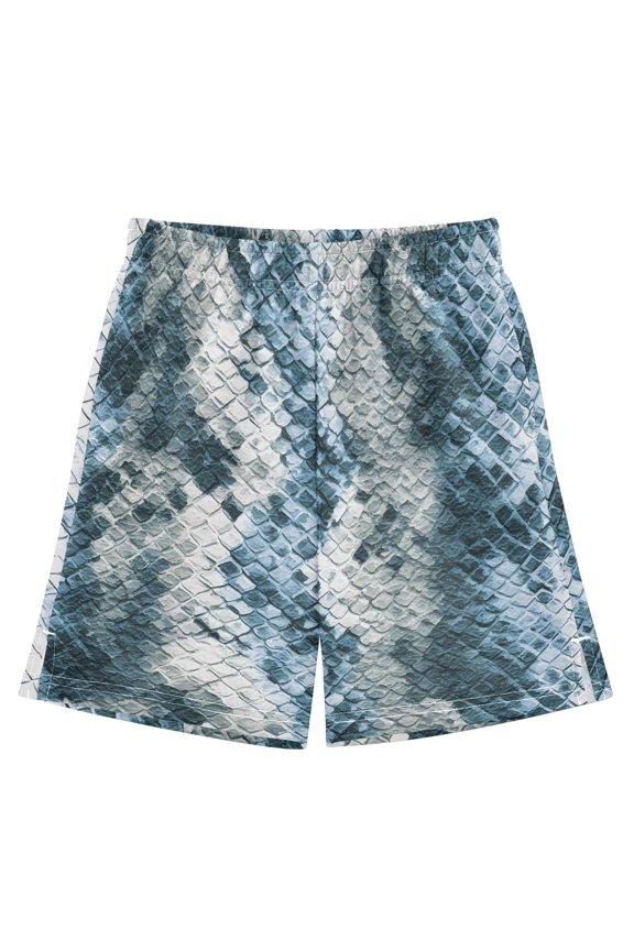 BZSMCE Adjustable Drawstring Casual Shorts With Blue Python Pattern Pattern