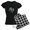 With Checker Pant, variant on - Hammerhead School Pajamas - Women's Short Sleeve Print T-Shirt and Pants Dark Cotton Pajama Set