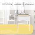 thumbnail image 4 of OXYLIFE Makeup Vanity Desk Set with Sliding LED Lighted Mirror, Cushion Stool, 4 Drawers and Shelves, White+Gray, 4 of 11