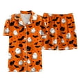 thumbnail image 6 of UngA Pumpkin Pjs Women Halloween Pajamas 2 Piece Short Set Women Ghost Pumpkin Print Button Down Shirt and Pajama Shorts Sleepwear Pjs Orange,XL, 6 of 7