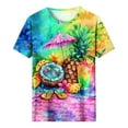 thumbnail image 5 of Simua Women's Summer Fashion Tops, Ladies Plus Size Pullover Beach Printed Short Sleeved Round Neck Loose Top Multicolor XXXL, 5 of 9