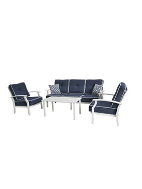 Better Homes & Garden Carter Hills Outdoor Conversation Set, Seats 5 with White Cushions