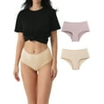 thumbnail image 2 of Hanerdun 2 Pack Women Invisible Brief Underwear Female Solid Panties Pink/Beige M, 2 of 5