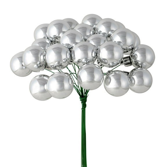 Vickerman 6" Silver Shiny Ball Ornament Christmas Pick, Pack of 2