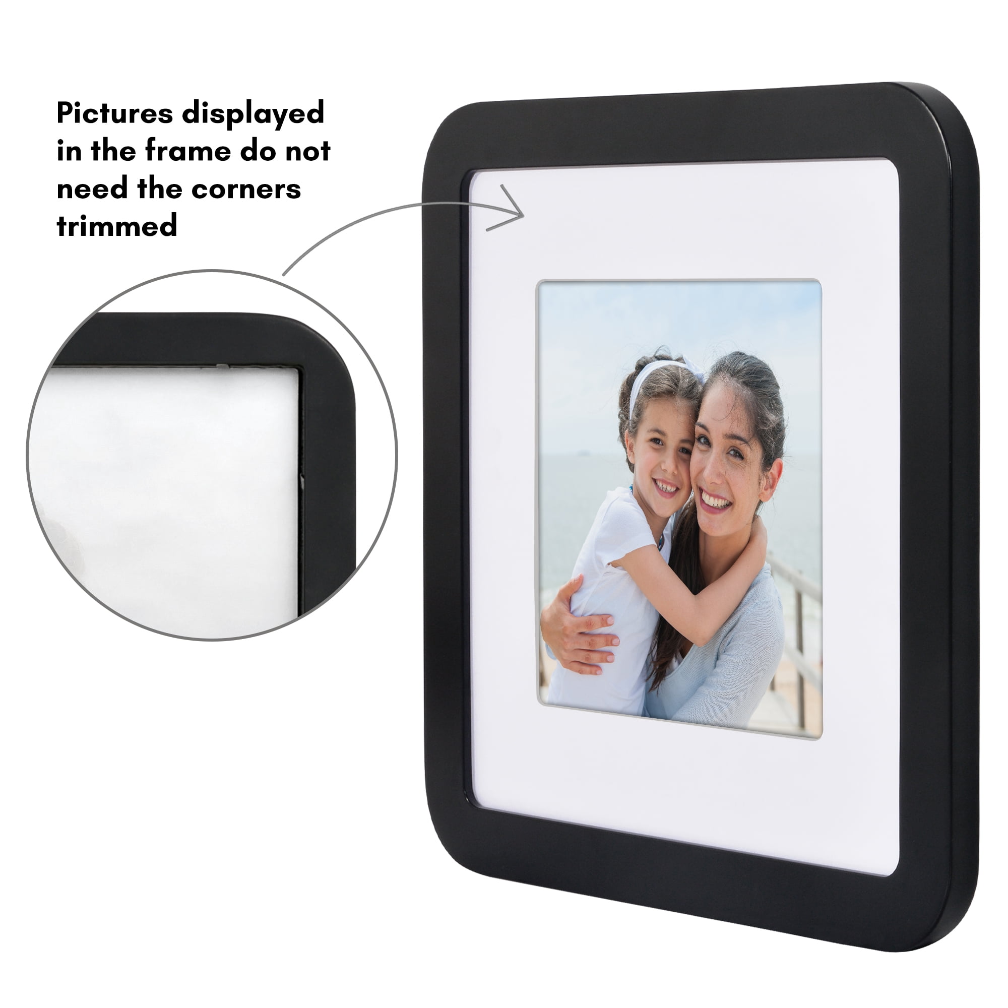 Americanflat 12x12 Picture Frame with Shatter-Resistant Glass with 8x8 Mat Round Corner Molding Mod - Black