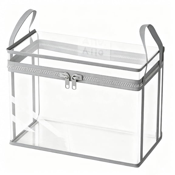 SUYOLL Extra Large Zippered Storage Box For Home Organization Portable Handled Fabric Container For Bedding Seasonal Items 38x32cm