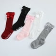 thumbnail image 3 of Colorful Childhood Baby Girls Knee High Socks Toddlers Tube Ruffled Bow Stockings Infant Newborn Cotton Princess Frilly Socks Black+White+Gray+Pink+Red 0-1T, 5 Pairs, 3 of 8