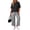 04 Black White Plaid, variant on Two Piece Sets for Women Summer Outfits Lounge Sets Short Sleeve Tops Cropped Pants Comfy Pjs Sets(1X-5X)
