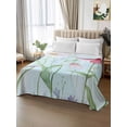 thumbnail image 2 of Blue Pink Green Floral Full Size Flat Sheet, Wrinkleproof & Fadeproof Cooling Flat Bed Sheet Only, Seasonal Botanical Blooms Breathable Soft Bedding Top Sheets 81 x 96 Inches, 2 of 8