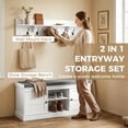 thumbnail image 4 of HOMCOM 2 in 1 Coat Rack Shoe Bench Set with Storage, White and Grey, 4 of 10