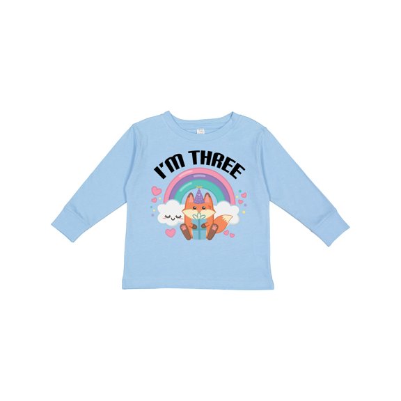 Inktastic 3rd Birthday Party Girl Fox Girls Long Sleeve Toddler T-Shirt