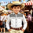 thumbnail image 2 of SGMVNU Boys' Western Cowboys Shirts Long Sleeve Button Down Dress Shirt Kids Retro Tops Halloween Top, Size 8-9 Years, White, 2 of 4