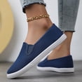thumbnail image 4 of Loafers for Women Men Lightweight Fashion Solid Color Canvas Flat Shoes Casual Nonslip Walking Shoes Low Top Sneakers Blue Size 10, 4 of 7